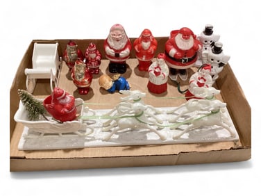 Plastic Candy Containers - Decorations - Ornaments and Rosbro Santa in Sled with Reindeer