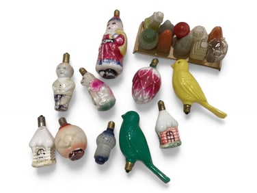 Working Vintage Milk Glass - Plastic - & Painted Glass Figural Lights