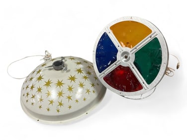 Vintage Christmas Tree Stand and a Color Wheel Rotating Light for Aluminum Christmas Tree.