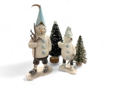 Bethany Lowe Snowmen with Christmas Trees