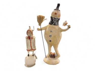 Vintage Style Primitive Santa and Snowman
