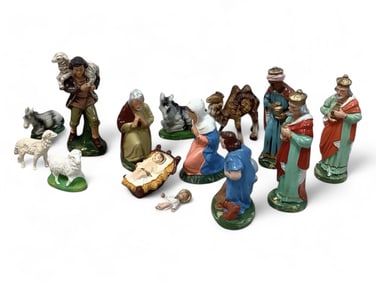 Vintage 14 Piece Nativity Scene Figures