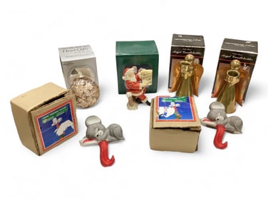 Christmas Decorations Including Solid Brass Angels, Gold Cut Out Ornament with Swarovski Crystals