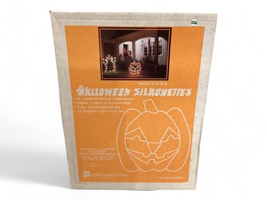 Halloween Silhouette Jack-O-Lantern Lighted Display 1992