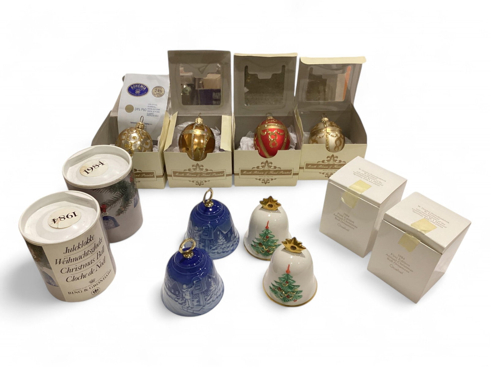 Boxed Christmas Ornaments Including Goebel - Bing & Grondahl and Bohemia Czech Republic: Boxed Christmas Ornaments Including Goebel - Bing & Grondahl and Bohemia Czech Republic
