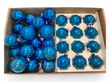 Collection of Blue Christmas Ornaments, Some Shiny Brite