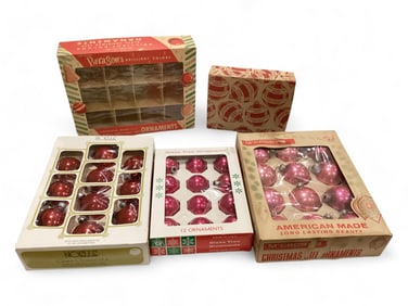 3 Boxes of Ornaments and 2 Vintage Empty Boxes