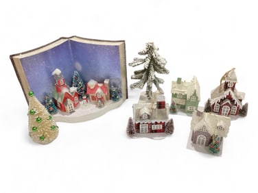 Lighted Story Book and Houses with Mica