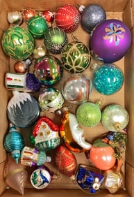 Buildings and Balls Christmas Tree Ornaments Range from 1" to 4".