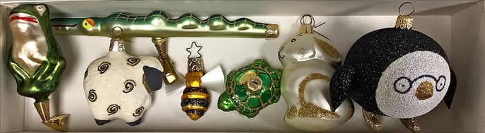 Animal Christmas Tree Ornaments Range from 2" to 7" long.