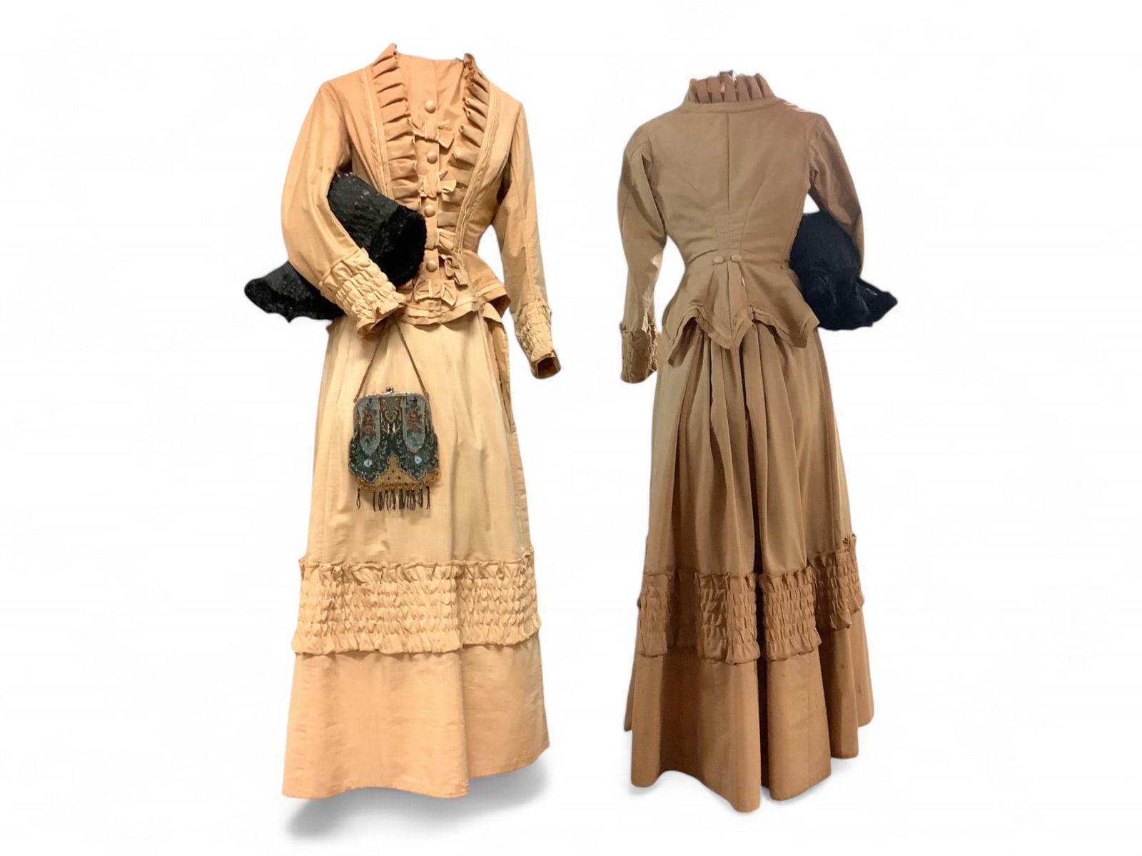 Early 1890's Victorian Dress, Beaded Bag and Hat with Metal Dress Form (1 of 9)