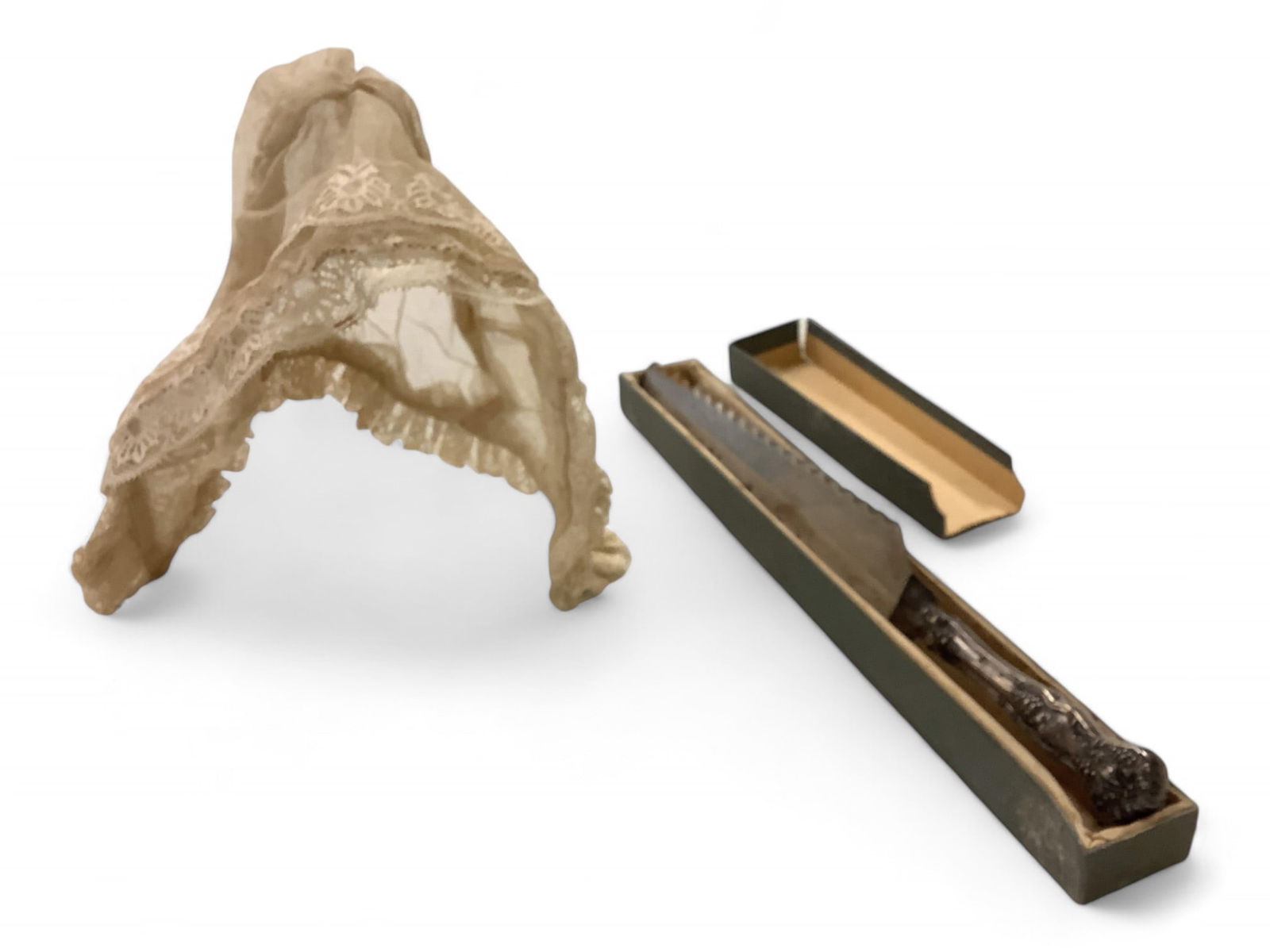 Antique Lace Cap & Vintage Bread Knife (1 of 4)