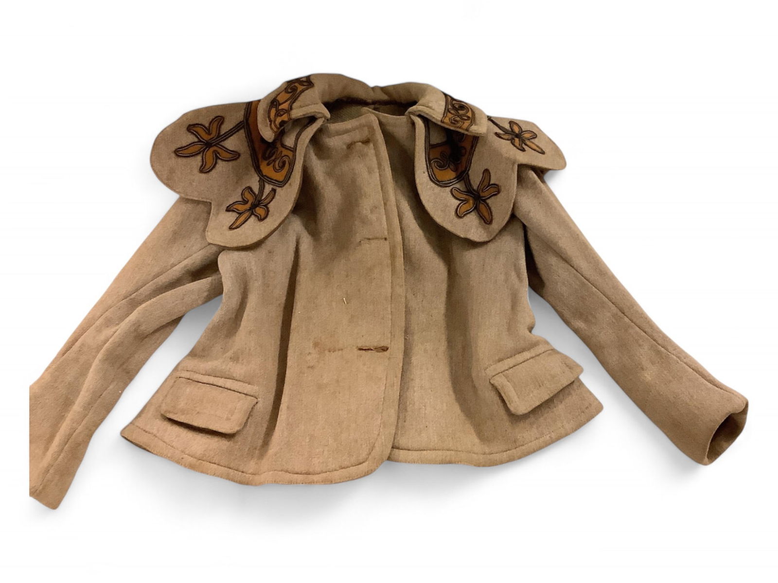 Antique Heavy Wool Waist Length Brown Wool Jacket (1 of 4)