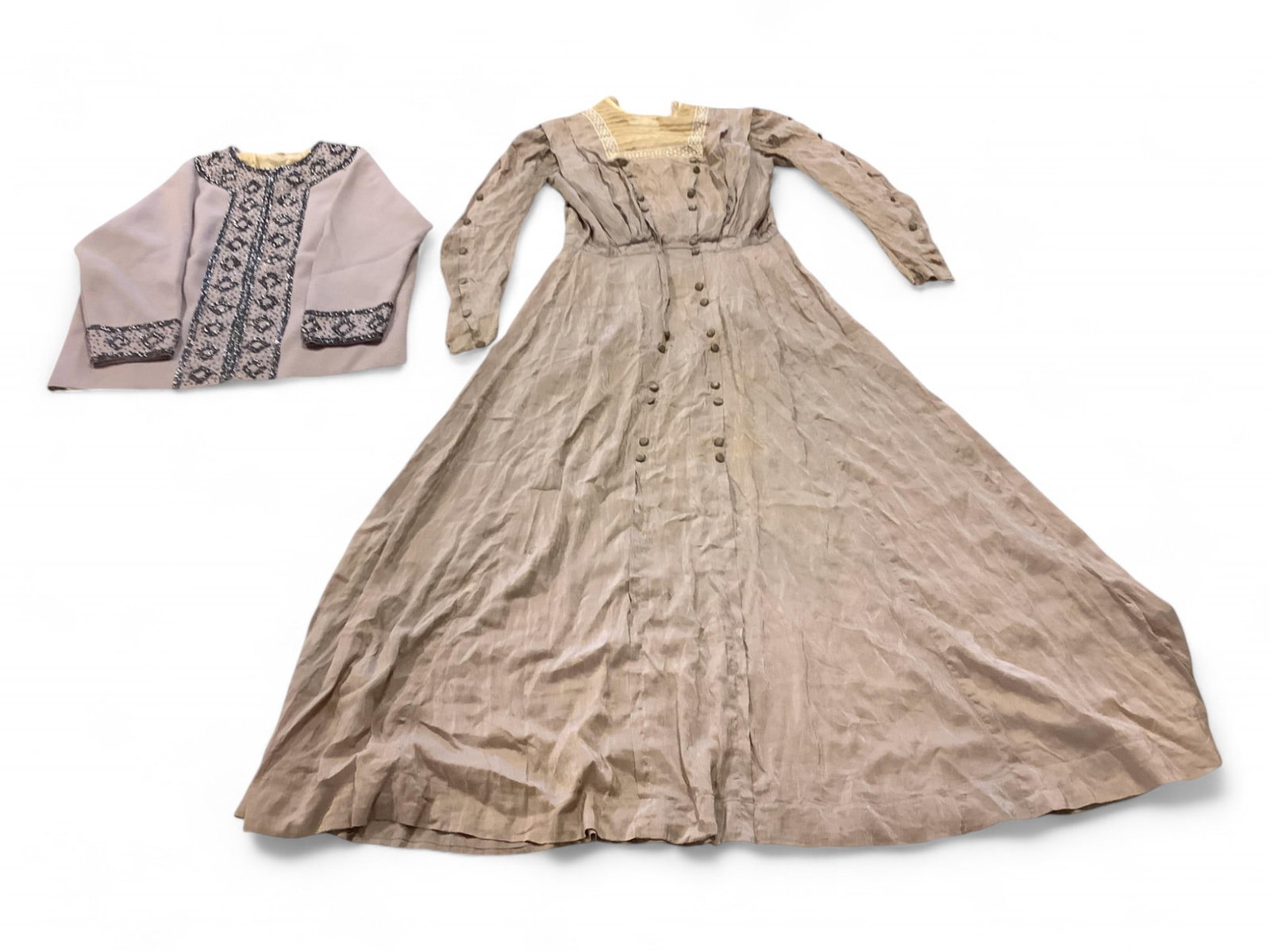 Vintage Silk Dress and Sweater: Vintage Silk Dress and Sweater Dress waist is 28", 52" length from shoulder to hem.