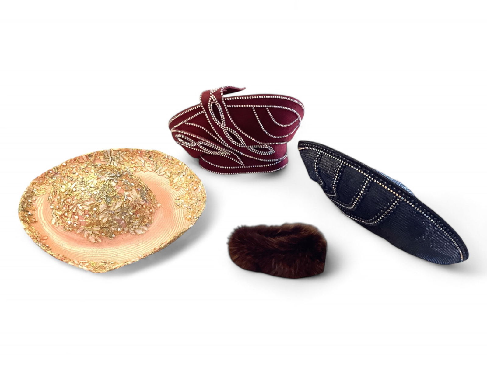 Couture Designer Hats (3) and (1) Fur Wristband (1 of 5)