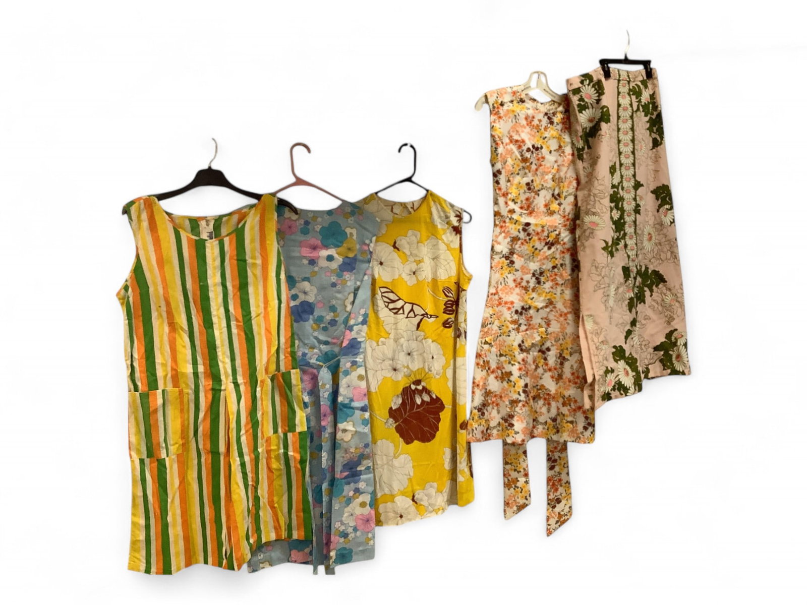 Vintage Dresses and Skirt (5): Vintage Dresses and Skirt (5) Sleeveless dresses and one long skirt. Size labels include 14 and 18.