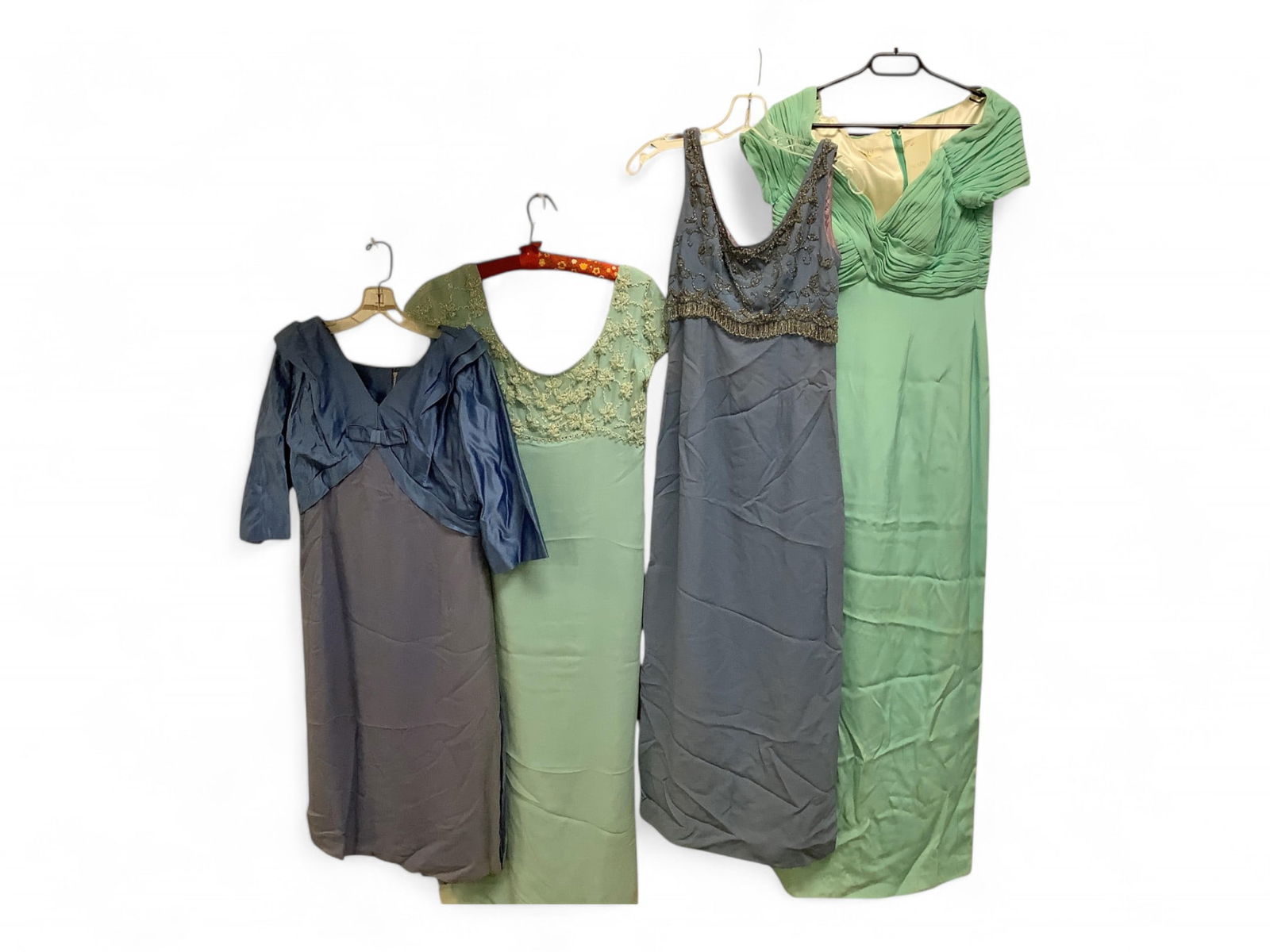 Vintage Formal Dresses (4): Vintage Formal Dresses (4)Beautiful formal dresses in blue and green. One is labeled Escada (with tag) size 38.