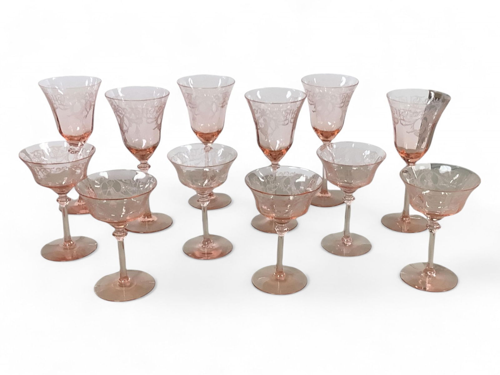 Cambridge Pink Etched Stemware (1 of 3)
