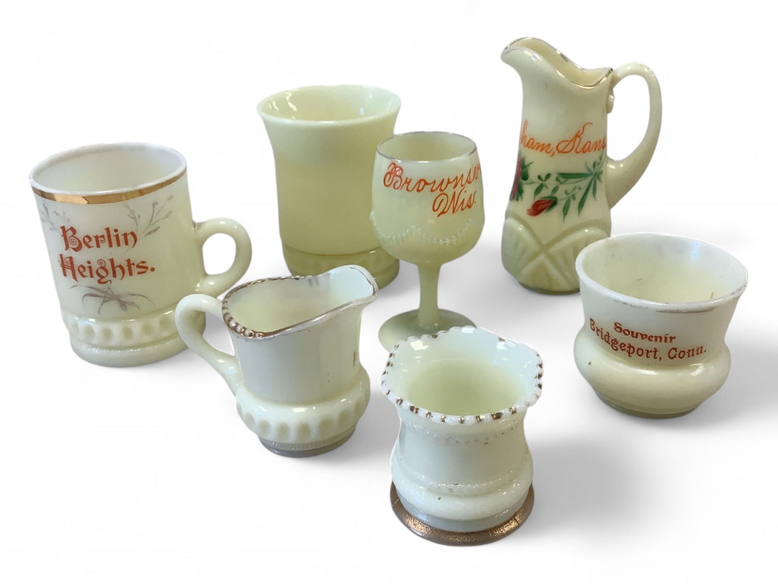 Heisey Souvenir Custard Glass to Include a Toothpick Holder (1 of 1)