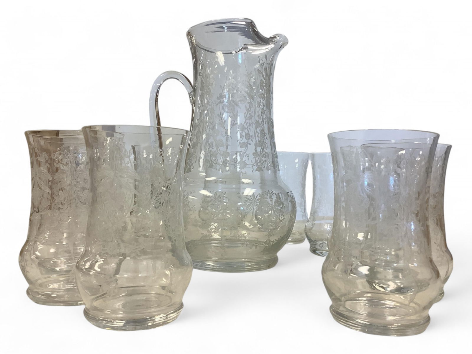 Heisey Orchid Etch Pitcher and Tumblers (1 of 3)
