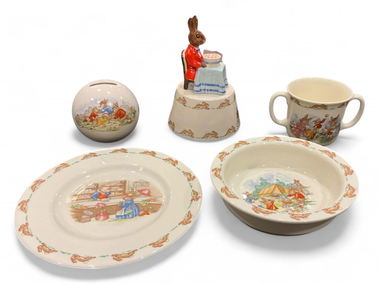 Royal Doulton Bunnykins Tableware, Coin Bank, & Animated Musical Figurine (1 of 6)