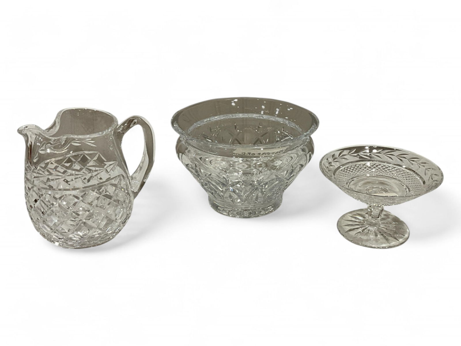 Waterford Crystal Tableware/Serveware: Waterford Crystal Tableware/ServewarePitcher 6.5"Bowl 5" h x 8" d at rimCompote 3.75" h x 6" d at rim