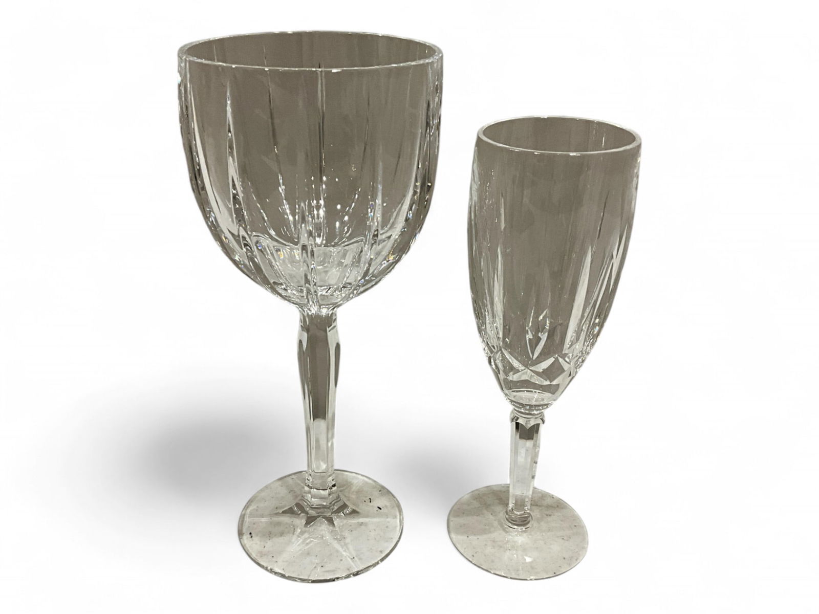 (9) Waterford Crystal Stemware: (9) Waterford Crystal Stemware(3) Marquis by Waterford Goblets 8.5" x 3.5"(6) Champagne Flutes 7.5" x 2.5"