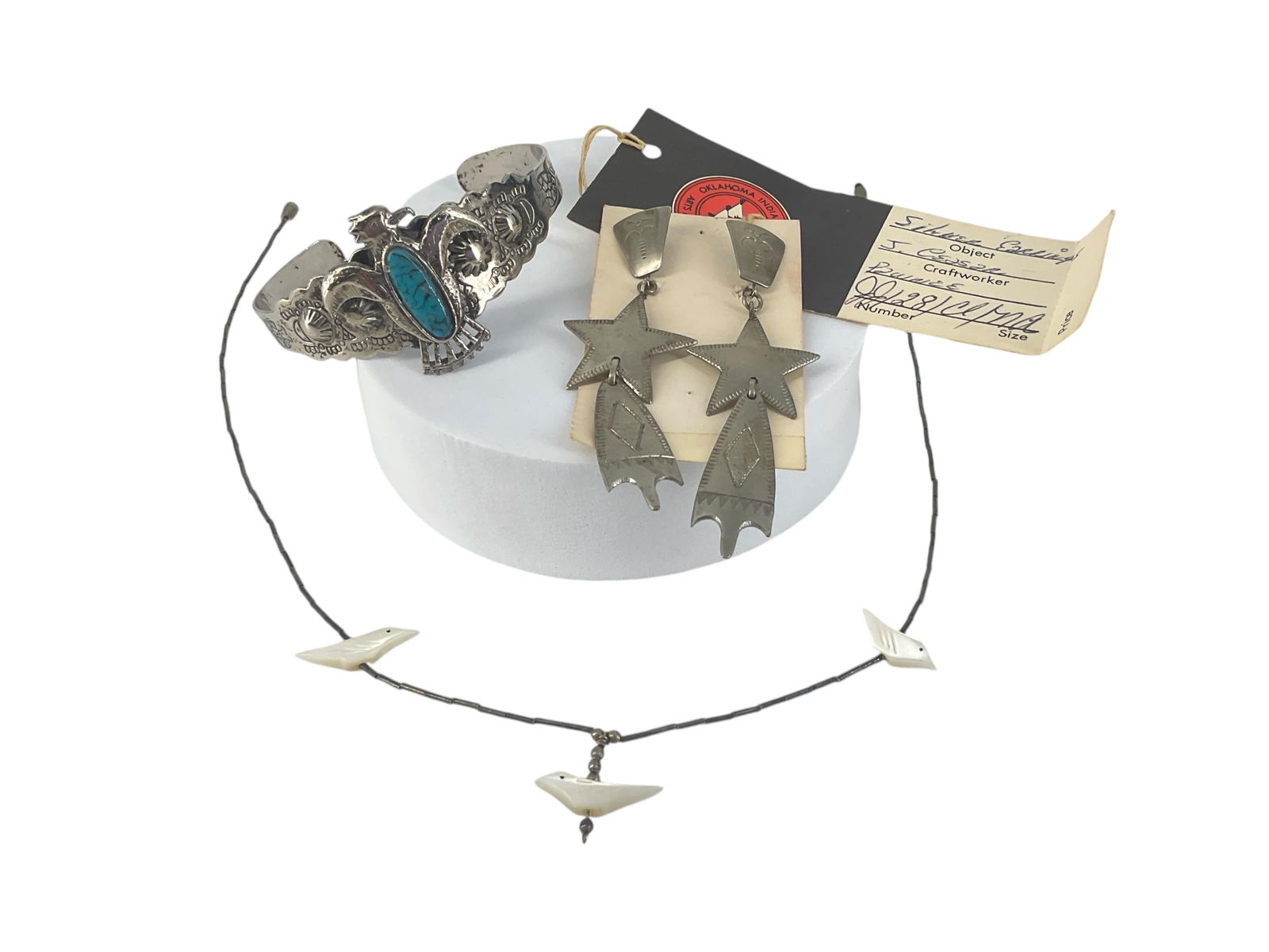 Silver Fetish Necklace, Silver-Tone Thunderbird Bracelet and Silver-Tone Southwestern Etched (1 of 7)