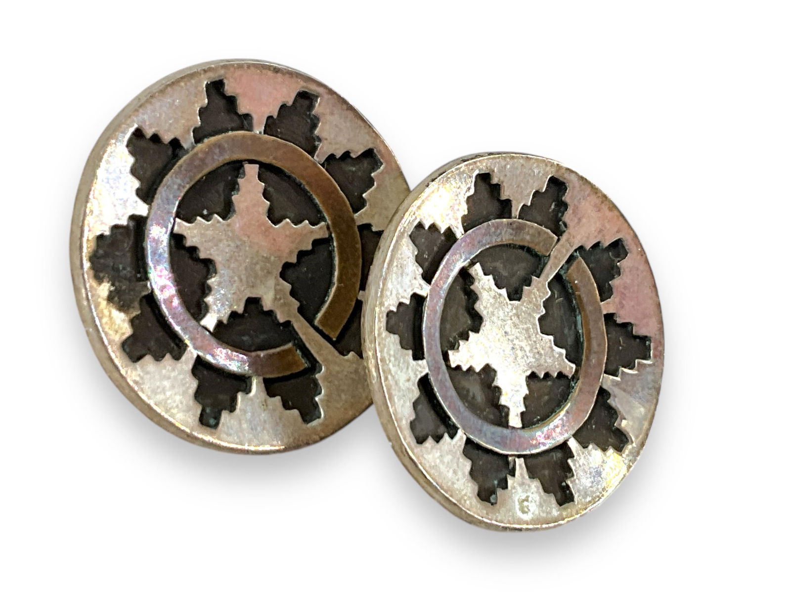 Southwestern Sterling Silver Disk Earrings (1 of 4)