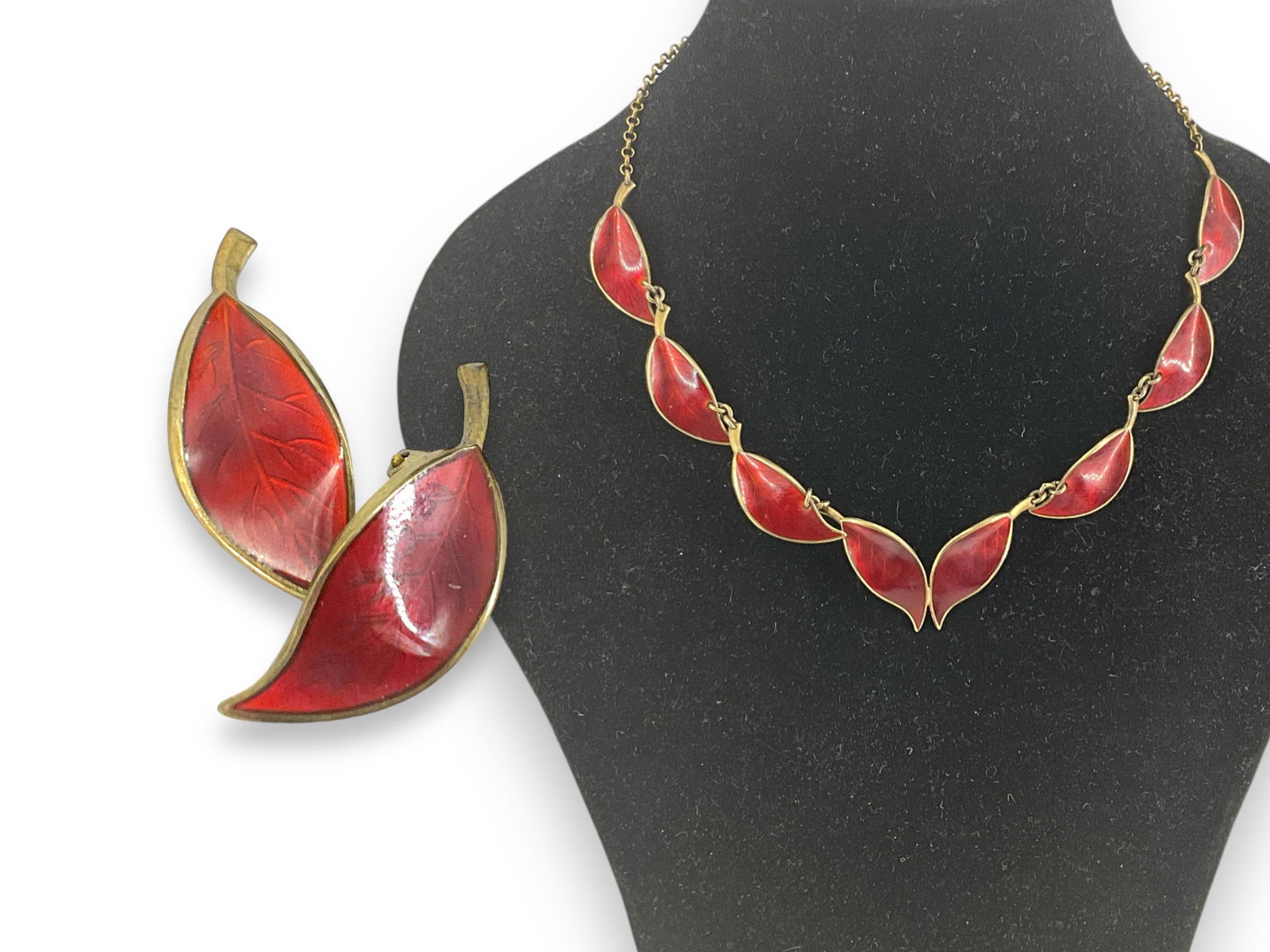 David Andersen Sterling Silver Enameled Leaves Set (1 of 8)