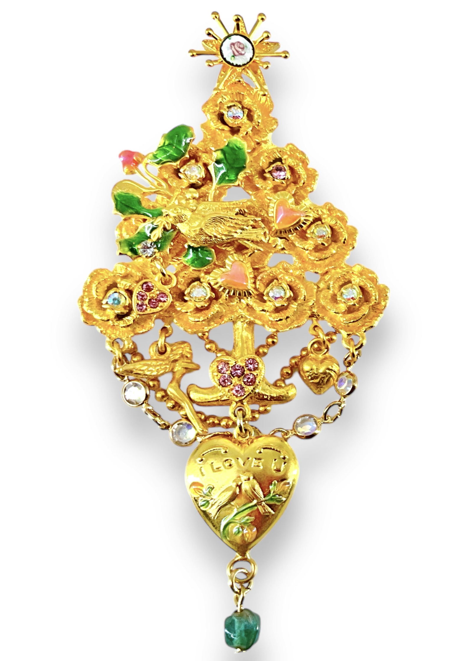 Kirks Folly Lover Birds Christmas Tree Brooch (1 of 7)