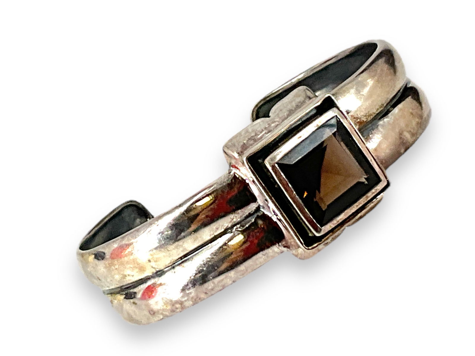 Sterling Silver and Smoky Topaz Semi-Precious Stone Cuff (1 of 5)