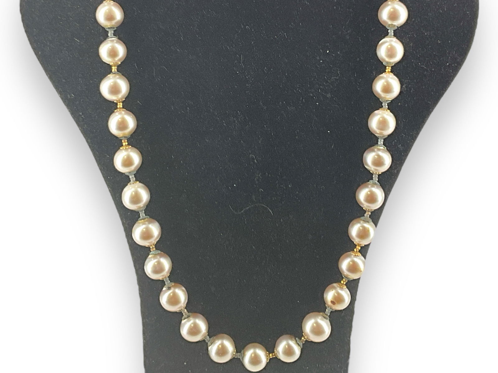 Miriam Haskell Vintage Faux Pearl Fashion Necklace: Miriam Haskell Vintage Faux Pearl Fashion NecklaceSilver hue, vintage age, signed on clasp, 24" matinee length, 12.5mm in width.