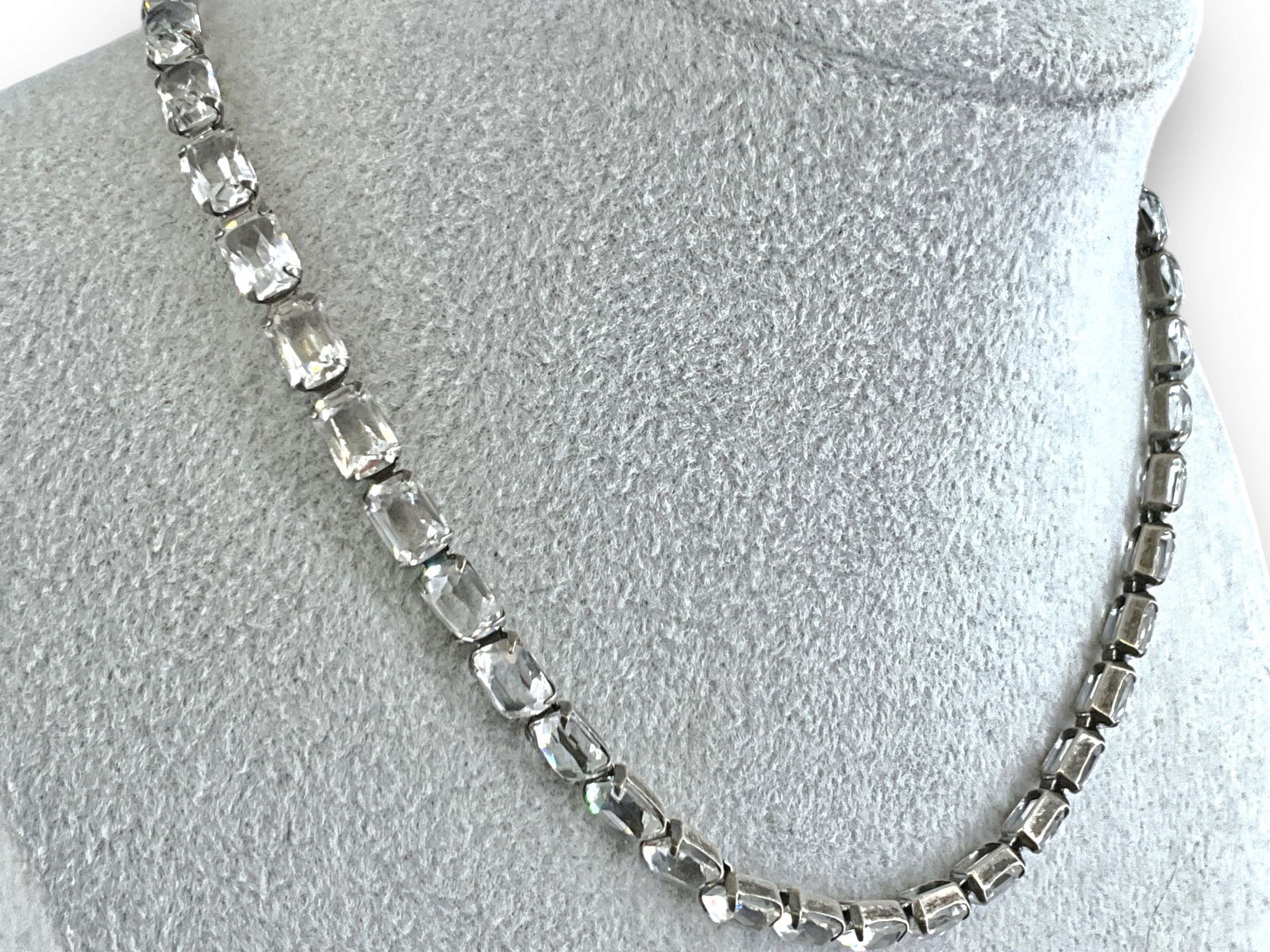 Vintage Sterling Silver and Paste Glass Bead Necklace (1 of 6)