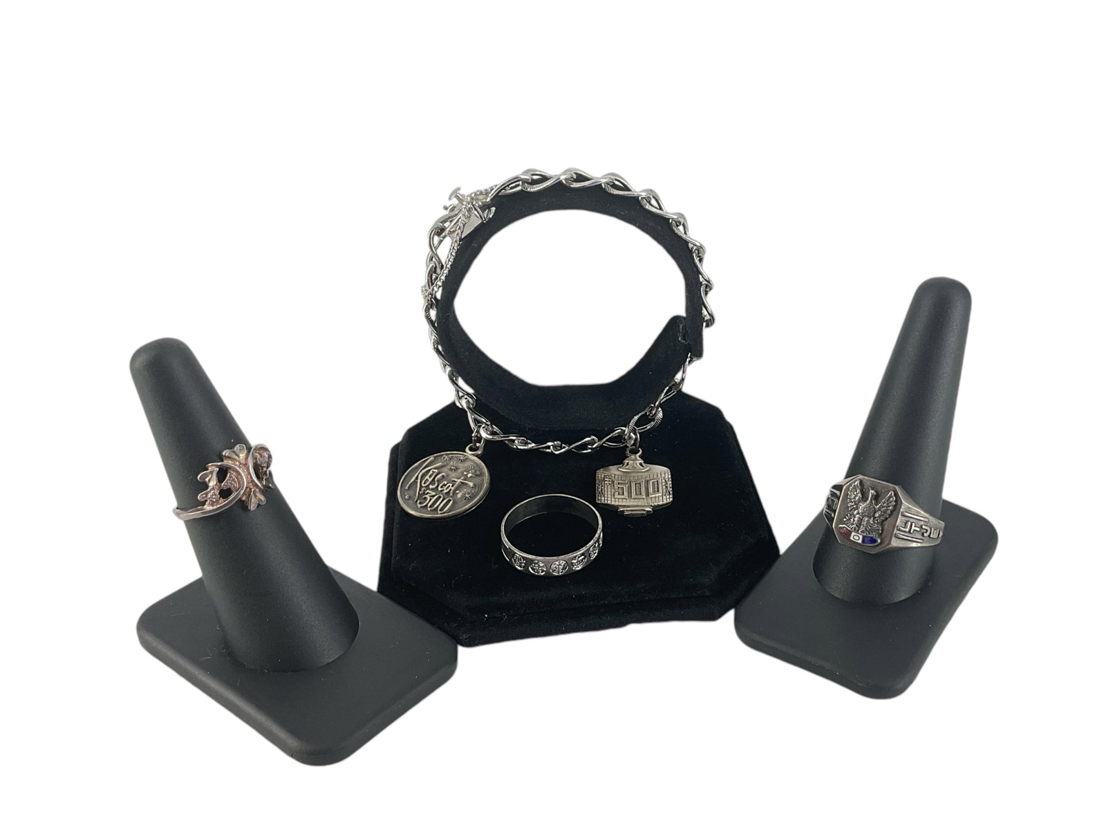 Silver Bracelet w/Two Silver Charms, FOE Silver Ring and More (1 of 13)