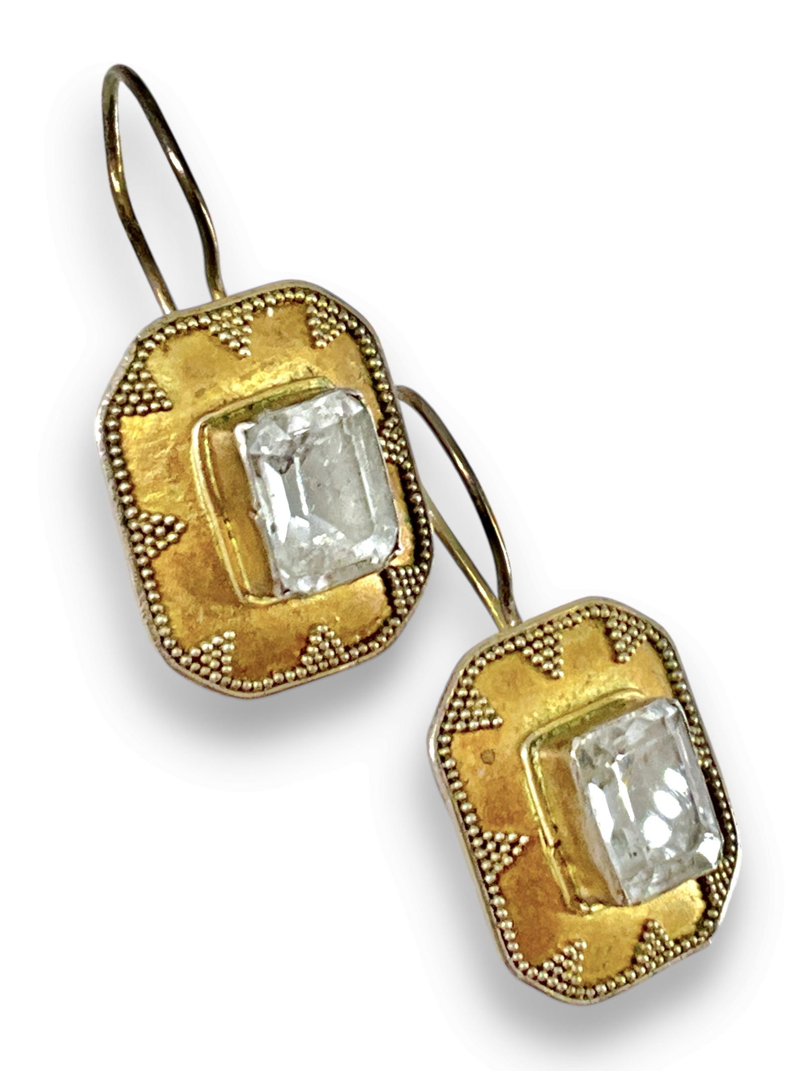 Pair of Sterling Silver and White Topaz Stone Dangle Earrings (1 of 5)
