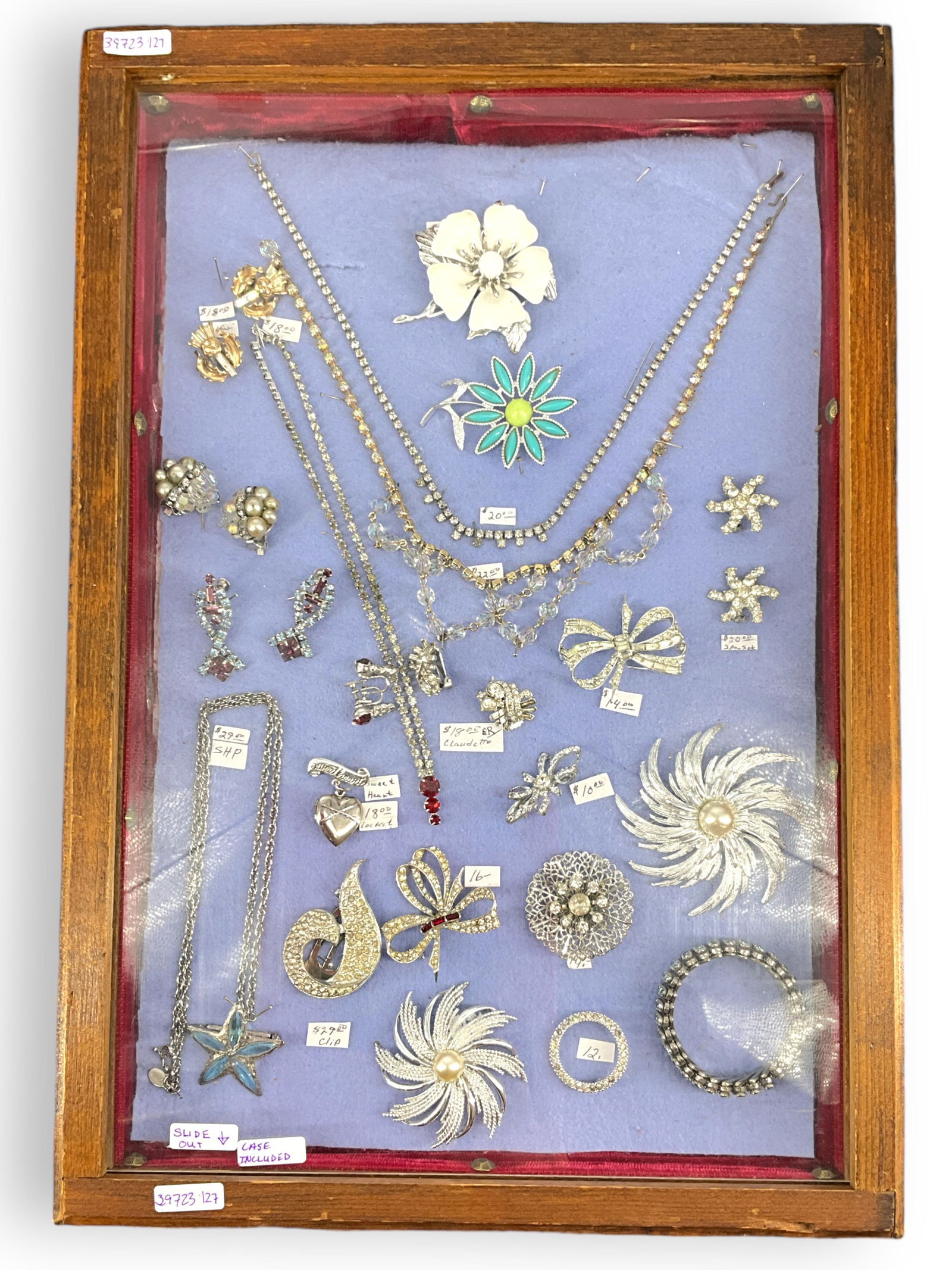 Wood Display Case w/Vintage Fashion Pieces - From the Estate of a Vintage Jewelry Dealer (1 of 12)