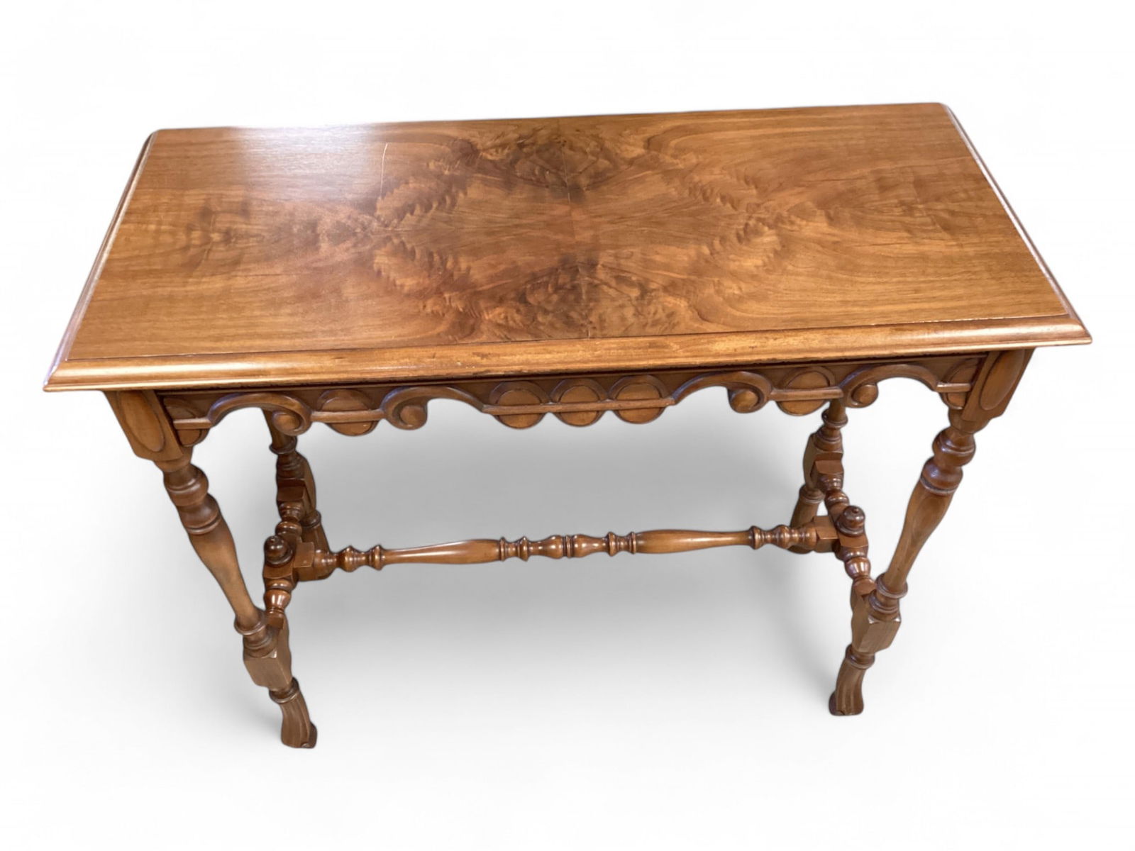 Antique Console Table with Wood Flame Top 36" H x 36" W x 15" D: Antique Console Table with Wood Flame Top36" H x 36" W x 15" D