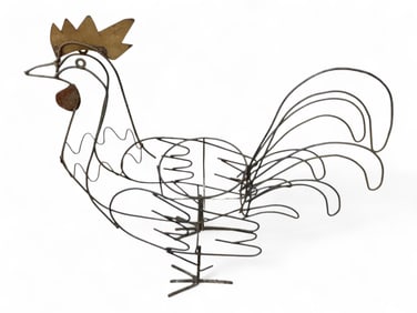 Wire Rooster Plant Stand 29" H to top of comb. Flower pot hole 9" Dia.