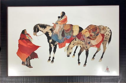 Framed Art Print "Leaving Winter's Camp" Measures 40" x 28".