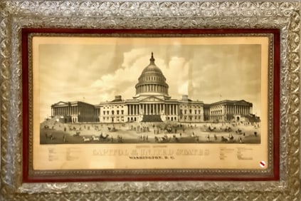 Large Elaborative Framed Picture of the Capitol Measures 56" x 36".