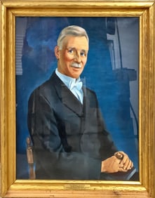 Portrait and Early Use of Acrylic Paint from 1948 Measures 30.75" x 35.75".