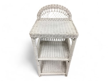 White Wicker 3 Tier Shelf 33 1/2";H x 15 1/2" W x 12 1/2" D