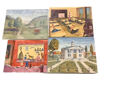 Clyde Daily, Newark, OH 1897-1988, Toy Shop, Newark Courthouse #2, Welsh School Interior, Red Calf,