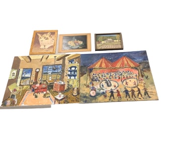 Clyde Daily, Newark, OH 1897-1988, Circus, Antique Shop, Cat, Minnie Lexington Cabin, Floral Still