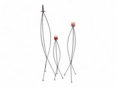 3 Wrought Iron Candle Stands Range in height from 35" to 54 1/2" H