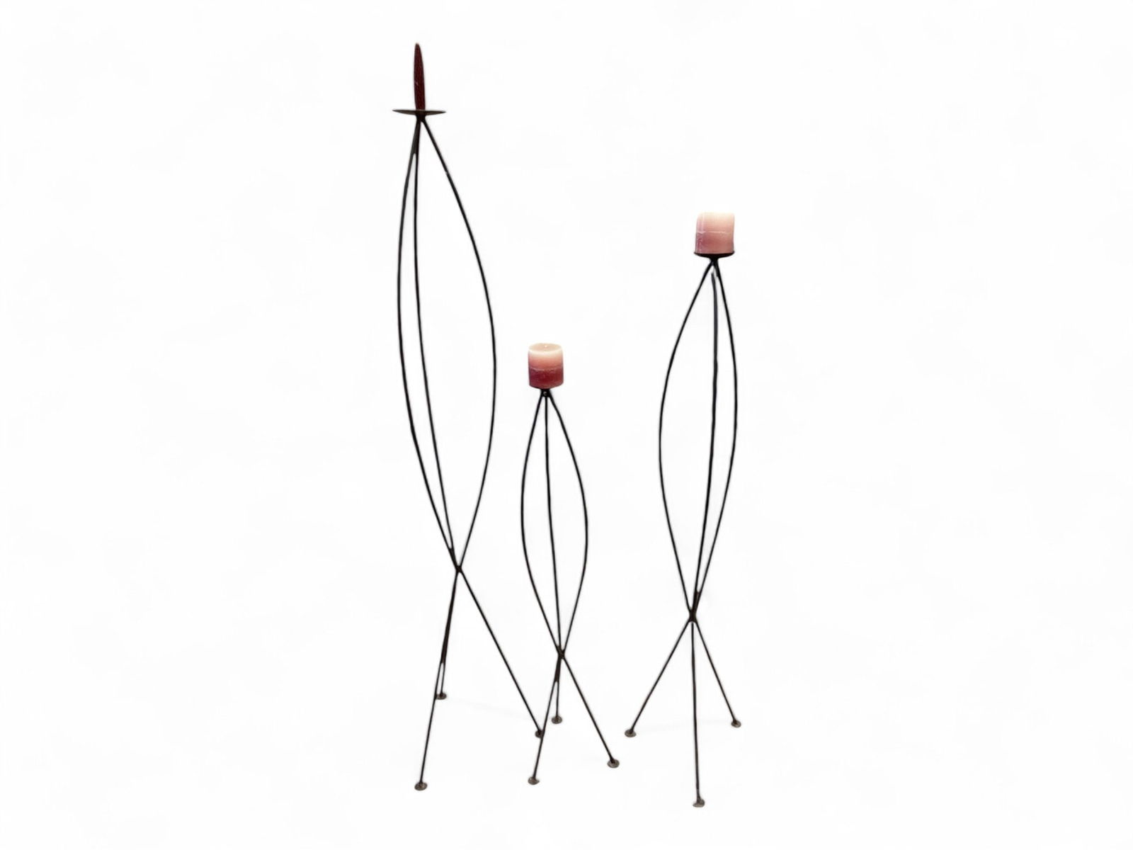 3 Wrought Iron Candle Stands Range in height from 35" to 54 1/2" H (1 of 1)