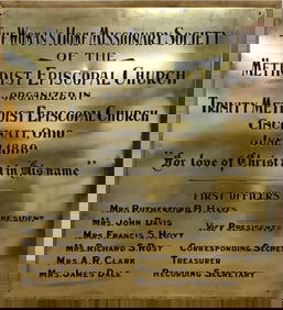 Metal Sign for the Women's Home Missionary Society Measures 29.5" x 32".