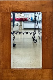 Mirror with Simple Wooden Frame Measures 23" x 33".