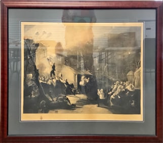 Large Framed Engraving of the Rescue of John Wesley